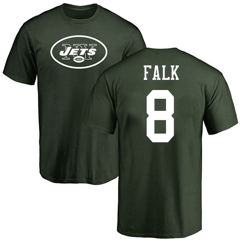 New York Jets Men Green Luke Falk Name and Number Logo NFL Football #8 T Shirt